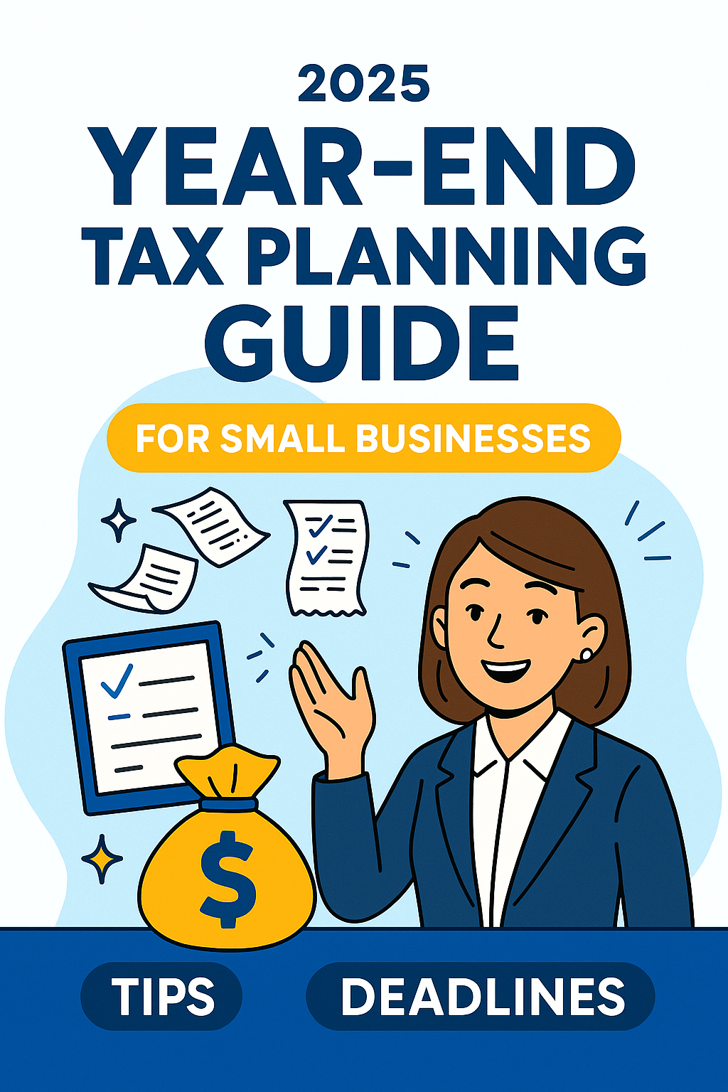Tax planning for small businesses. Young woman business owner smiling with receipts.