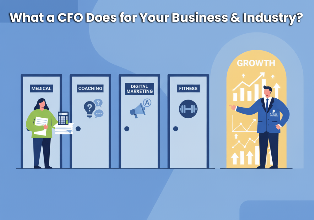 Cleverprofits CFO standing at the door to growth for a business owner in various industries