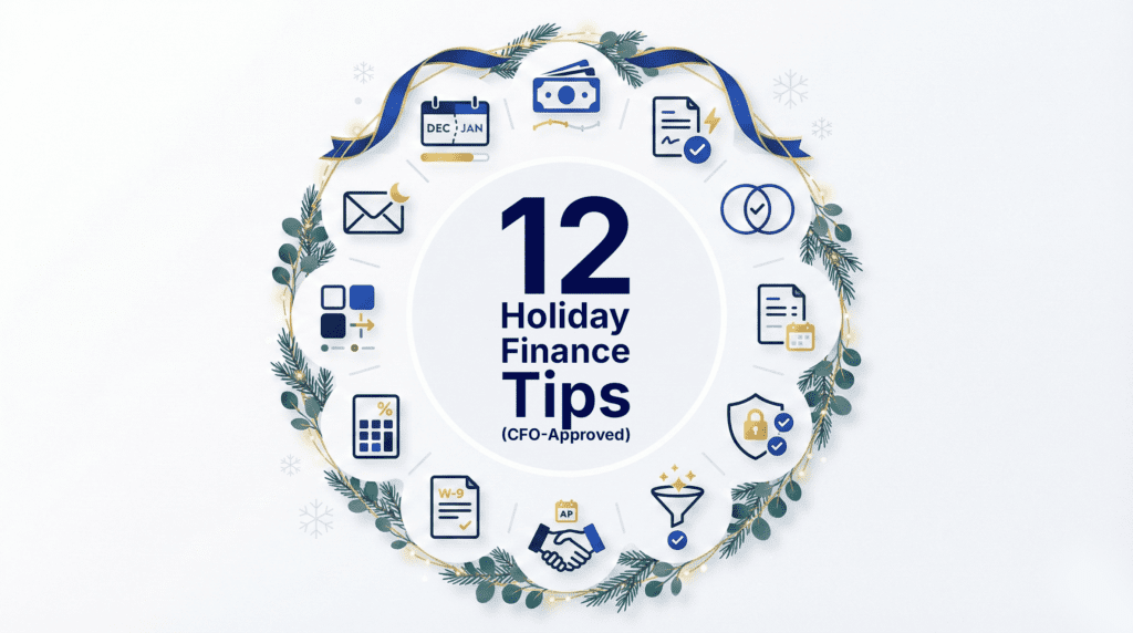 12 financial tips in a wreath circling around